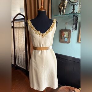Banana Republic Cream Midi Dress with Gold Accents